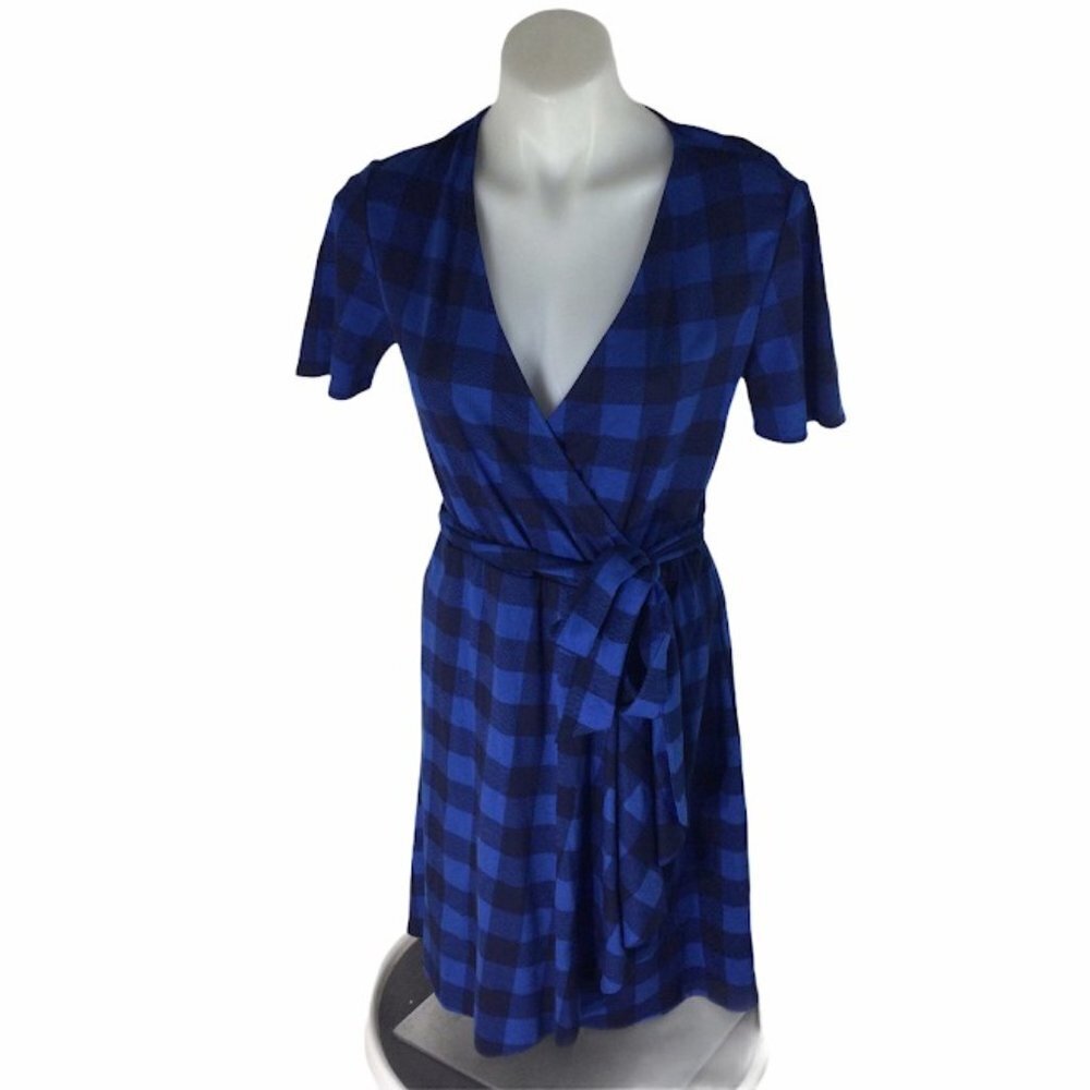 Draper James Buffalo Plaid Wrap Dress Nassau navy